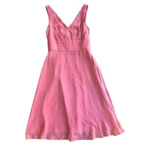 J. Crew Sophia Dress Pink Peach Coral Silk Chiffon V-neck Bridesmaid Size 4